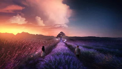 Azur88 - #randomanimeshit #digitalart #landscape #man #woman #sunset #evening #field ...