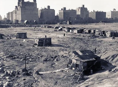 stahs - Osiedle bezdomnych w Central Parku w Nowym Jorku 1933r. W czasie wielkiego kr...
