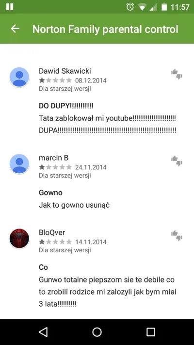 worst - #googleplay #opinie #heheszki Opinie o apce do kontroli rodzicielskiej:)