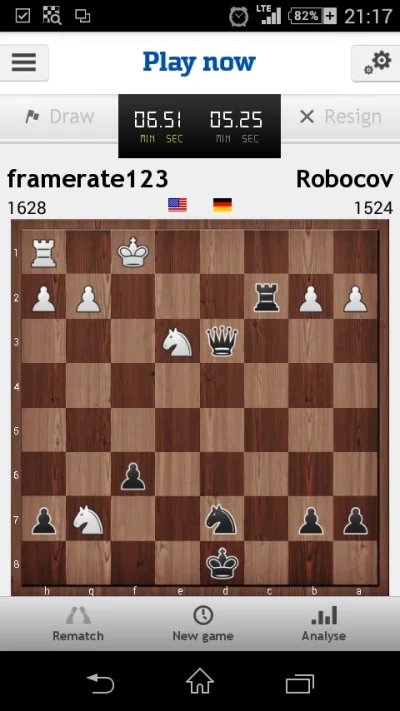 Kazienkowaty - #szachy 

na 10 partii, pierwsza wygrana przez poddanie się przeciwnik...
