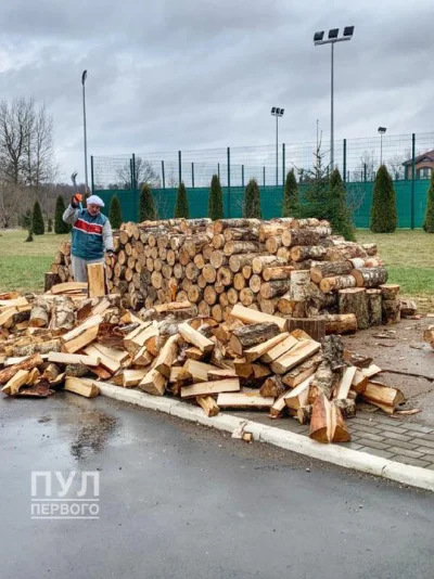 szurszur - Prezydent Białorusi rąbie drewno podczas wizyty w swojej rodzinnej wsi Ale...