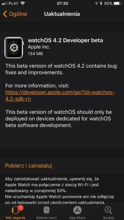 viruszg - Jest też #watchos #apple 4.2 developer beta.