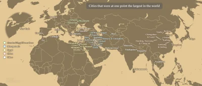 Gumaa - Mapa przedstawia miasta, które w pewnym momencie miały największą populację n...
