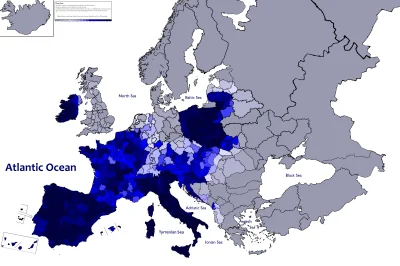 T.....l - % ochrzczonych ludzi w katolickich diecezjach w Europie.
#europa #mapy #ma...