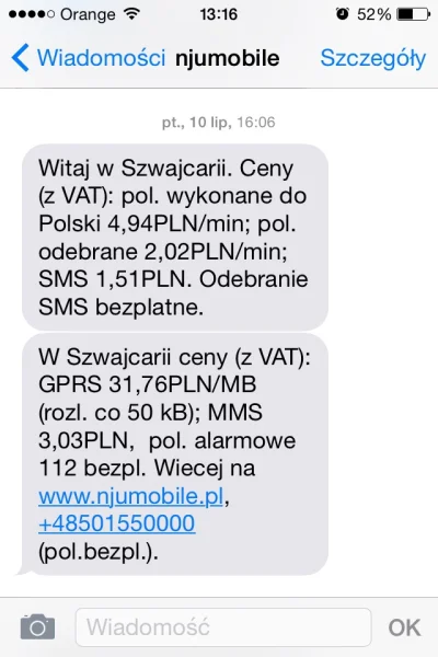 c.....o - UE zniesie calkowicie oplaty za roaming w 2017.
Tymczasem w Szwajcarii.