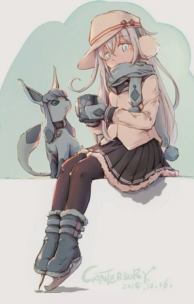 n.....S - #randomanimeshit #kantaicollection #hibiki #crossover #pokemon #glaceon # @...