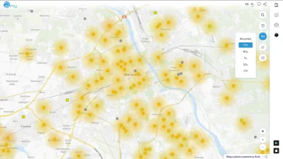 w__k - To jest mapa zanieczyszczeń powietrza w Warszawie z airly zapisana przed chwil...