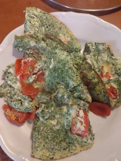 WenerycznaPrzygodaa - Omlet ze szpinakiem, pomidorkami i mozzarellą do oceny

#gotu...
