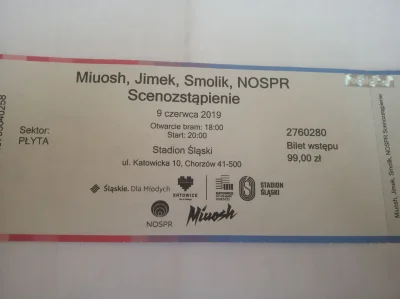 Sieniu - Oddam bilet na płytę na Jimka w Chorzowie. Koncert w niedzielę mogę go przek...