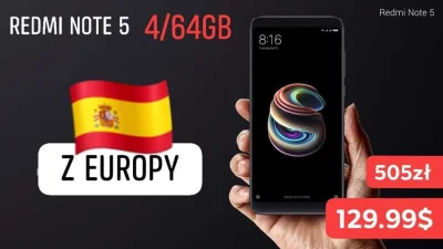 sebekss - Tylko 129.99$ (505zł) za kultowy Xiaomi Redmi Note 5 4/64GB z Europy❗
Świe...