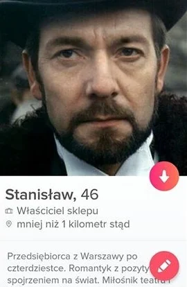 Fajnisek4522 - Kurła nawet na tinderze ten Wokulski.
#matura #heheszki #tinder