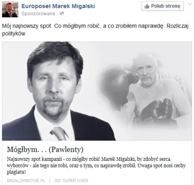 Dzieciok - Migalski reklamuje się na Facebooku w gronie ludzi, który polubili JKM, lu...