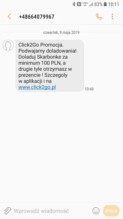 Kopiec-Kreta - @vivanat ja średnio raz na dwa tygodnie dostaje takiego sms