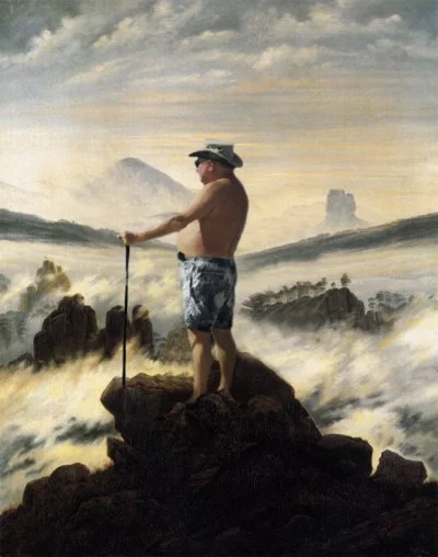 dziadekgruz - Wędrowiec nad morzem mgły - obraz olejny autorstwa niemieckiego malarza...
