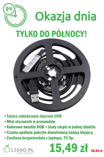 leddo - Hej, dziś tylko do północy mamą taką fajną tasiemkę LED na USB ze sterownikie...