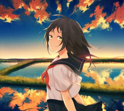 Azur88 - #randomanimeshit #originalcharacter #countryside #field #schoolgirl #longhai...