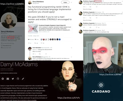 megaloxantha - Cardano okazało się być zainfekowane sjw. Na zdjęciu tweety menedżera ...