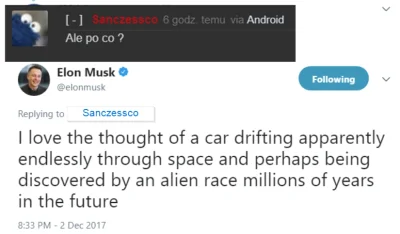 J.....I - @Sanczessco: https://twitter.com/elonmusk/status/937041986304983040