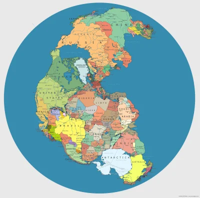 paprok - #ciekawostki #mapporn
Pangea z aktualnymi granicami