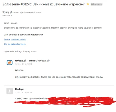 H.....e - Zadałem supportowi Wykopu pytanie. Po niecałej godzinie dostałem odpowiedź ...