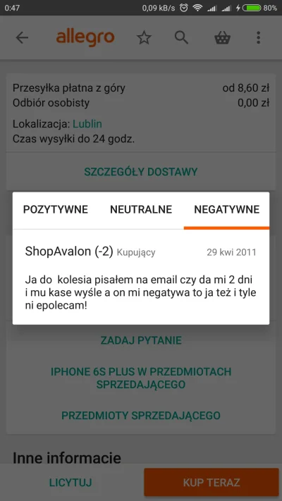 sebool12 - @adriank1410: miałem już brać, ale widzę, że Ty niepoważny sprzedawca jest...