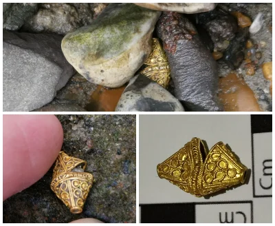Zwiadowca_Historii - Bez pomocy wykrywacza znalazł ponad tysiącletnią złotą ozdobę! (...