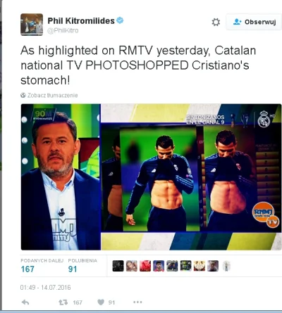 juby0001 - Katalońska telewizja usunęła w photoshopie mięśnie z brzucha Ronaldo xD Te...