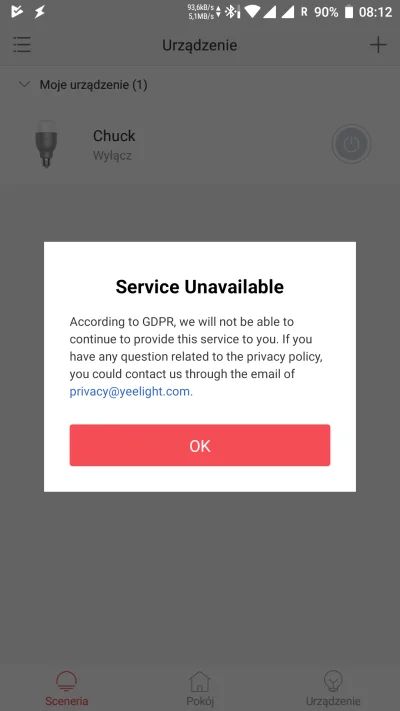 Creep - Aplikacja Yeelight odmawia współpracy po zaakceptowaniu nowych warunków, z po...