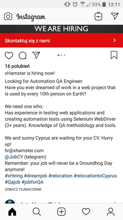 M.....1 - Właśnie na Instagramie (!) wyskoczyła mi oferta pracy w xHamster. Jako rekl...