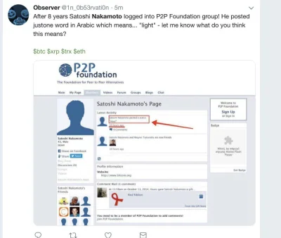 plaisant - Satoshi Nakamoto wrócił? Tajemniczy post na jego profilu P2P Foundation.
...