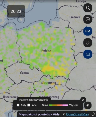 KingRagnar - Poziom zanieczyszczenia kraju na 20:23 

Wybrałem opcję PM - wyświetla t...