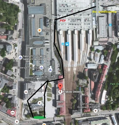 idol89 - @idol89: Czarnymi liniami dojście z przystanku Dworzec Główny, na którym zat...