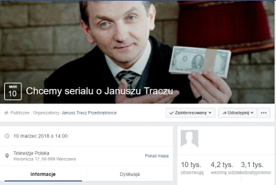 NH35 - Wydarzenie na #facebook o nazwie Chcemy serialu o Januszu Traczu właśnie przek...