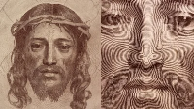 teflonzpatelnimismakuje - Claude Mellan, 1649, sztych, ,,Wizerunek Jezusa na chuscie ...