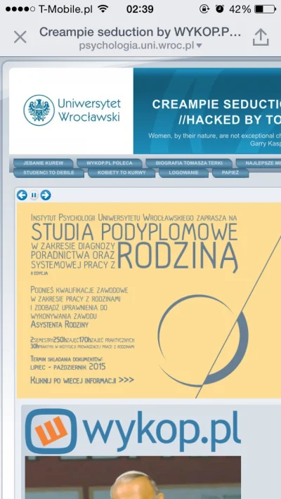 S....._ - Jest włam na psychologia.uni.wroc.pl 
ktory z was?

#wykop #hacking #intern...