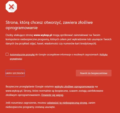 Reepo - Wykop jest zawirusowany, odpala się komunikat w trakcie odpalania strony z be...