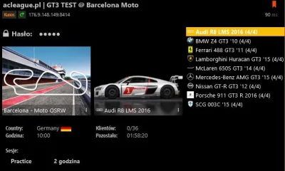 ACLeague - Na testowym serwerze GT3 pojawił się tor Barcelona Moto

pobierz tor - h...