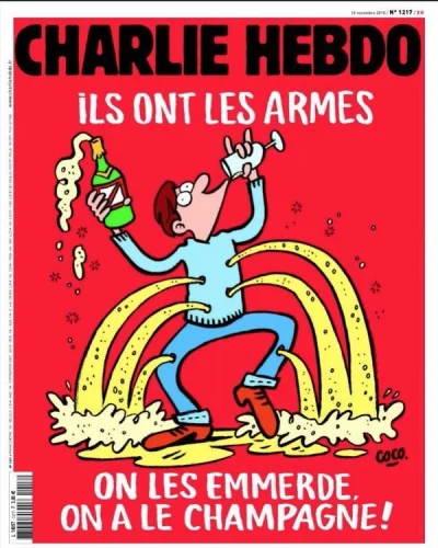 maxmaxiu - Jutrzejsza okładka Charlie Hebdo...
_Oni mają broń -pie**olić ich, my mam...