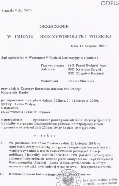 lechwalesa - Wyrok Sądu przed Prezydenturą