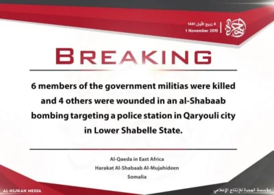 K.....e - W prowincji Lower Shabelle 
Harakat Al Shabab zaatakowało posterunek Polic...