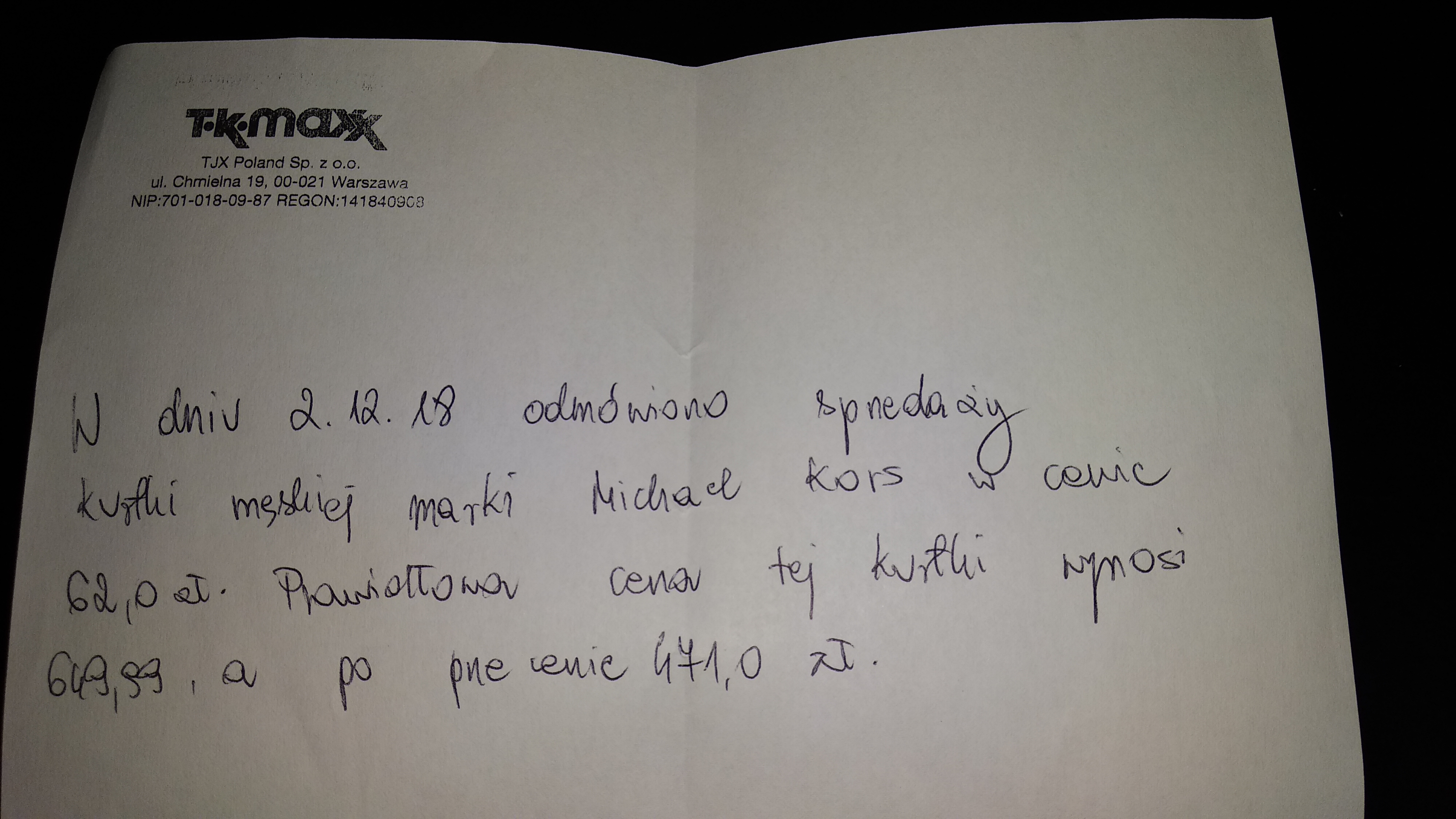 afera #zakupy #prawo #tkmaxx #januszebiznesu... - glxmsc - Wykop.pl