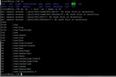 only - > du -m . | sort -nr | head -n 20



@kradzionyLogin: @moriturius:
