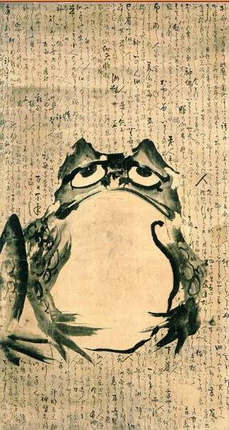 myrmekochoria - Całkiem wspaniały rysunek żaby z okresu Edo w Japonii. Widać nawet kr...
