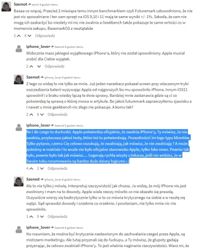 Camis - Oszołomskie fanboye Apple w natarciu, Szemot twierdzi że spowalnianie to nie ...