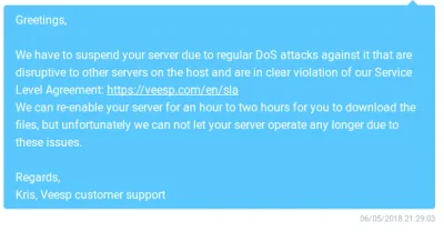 mirko_chat - @BluRaf: Veesp wywalił #mirkoczat z serwerowni za bycie DDoSowanym.
