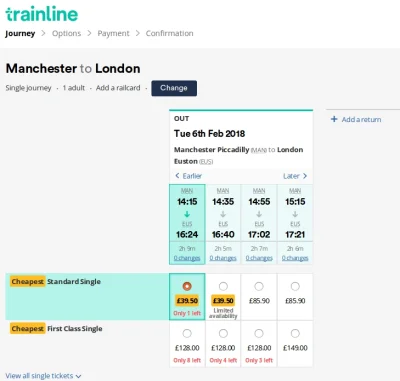 yolantarutowicz - @ulbrek: Ekspres Manchester - Londyn kosztuje na dziś od 40 funtów....