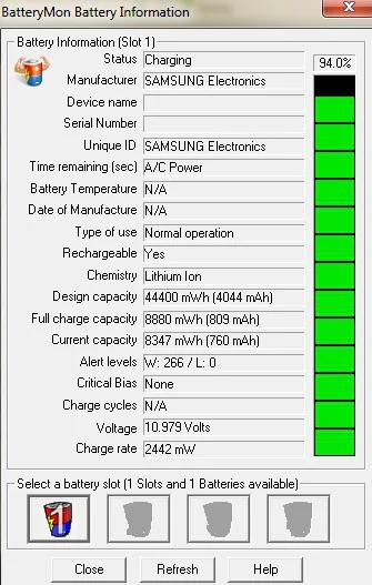 N.....K - tu batterymon ze STAREJ baterii (widać status "Charging")