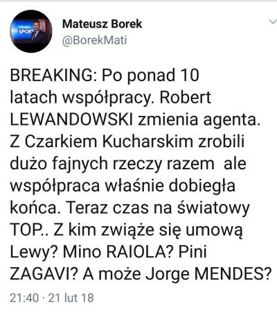 tomekwykopuje - No to chyba też oficjalnie 
 można powiedzieć, że Lewy zmienia klub. ...