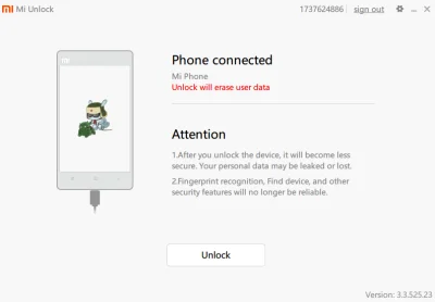 Colek - @plonez80: @cukru: @marjanoos: no mi teraz pisze "Unlock will erase user data...