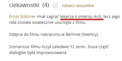 T.....s - #filmweb #film ##!$%@? #heheszki 

Lekarz o imieniu Arzt? Serio ( ͡° ͜ʖ ͡...